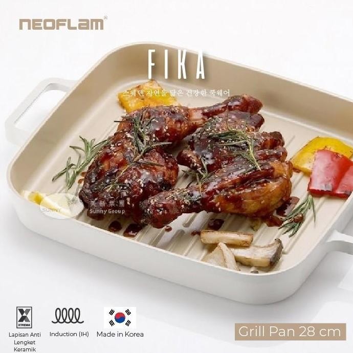 Neoflam Fika Grill Pan Wajan Pemanggang Keramik Anti Lengket Induksi