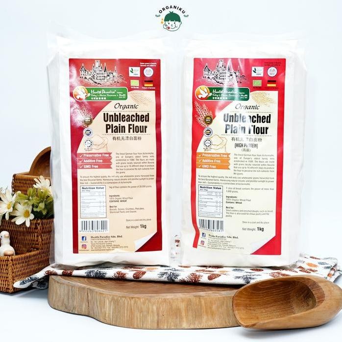 

Terlaris Health Paradise Organic Unbleached Plain / High Protein Flour 1Kg
