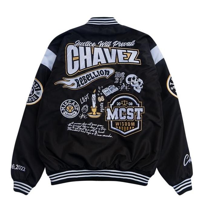 Murah Miscast Varsity Jaket Vintage Chavez Black