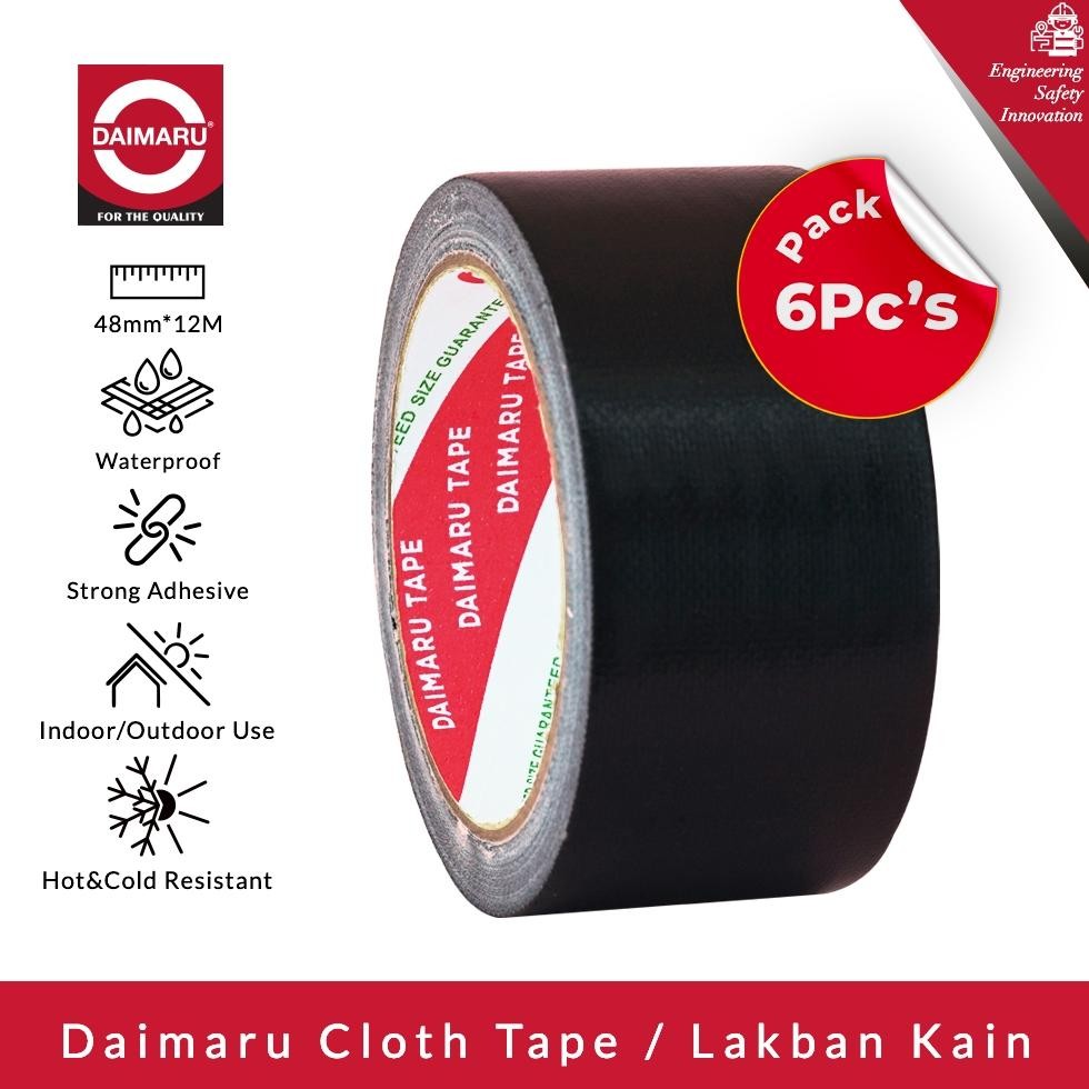 

LINDU Daimaru Cloth Tape Hitam Lakban Kain 48mm x 12m 6pcs