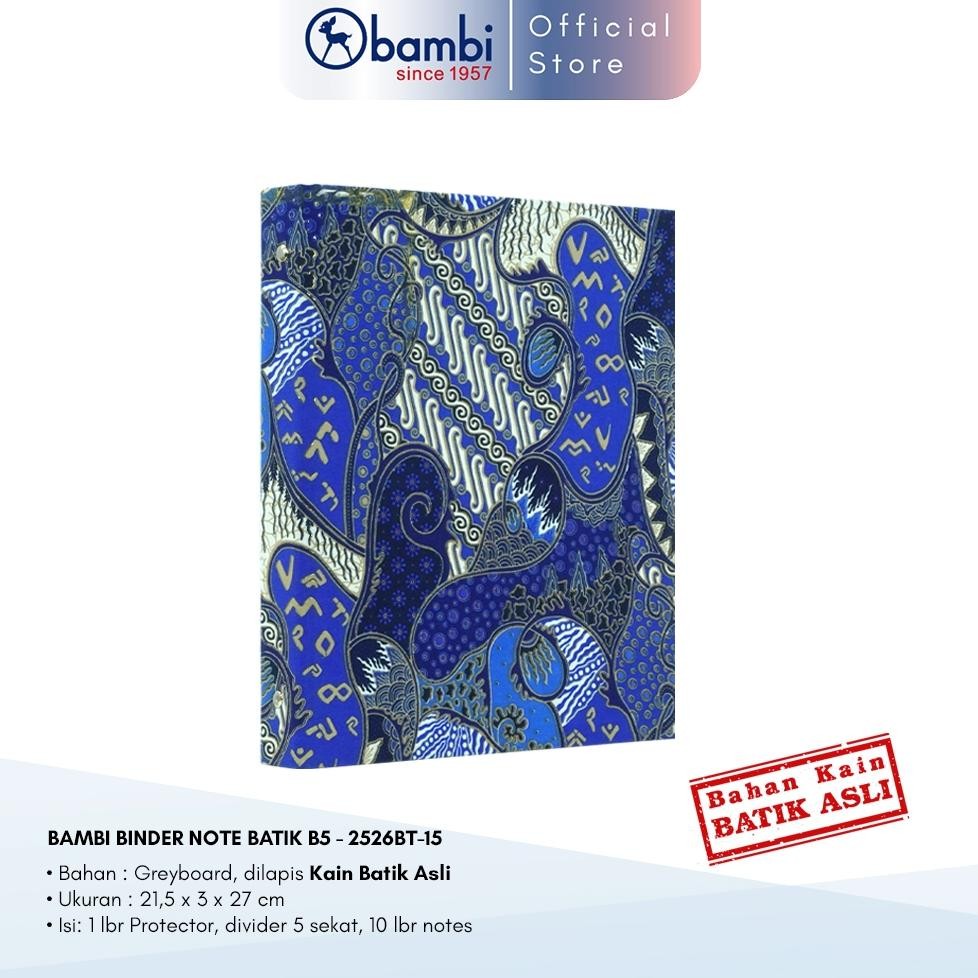 

LINDU Bambi Binder Note B5 Tipe 26 Ring Edisi Premium Kain Batik Asli Kereta Kencana Include Loose Leaf & Divider Original