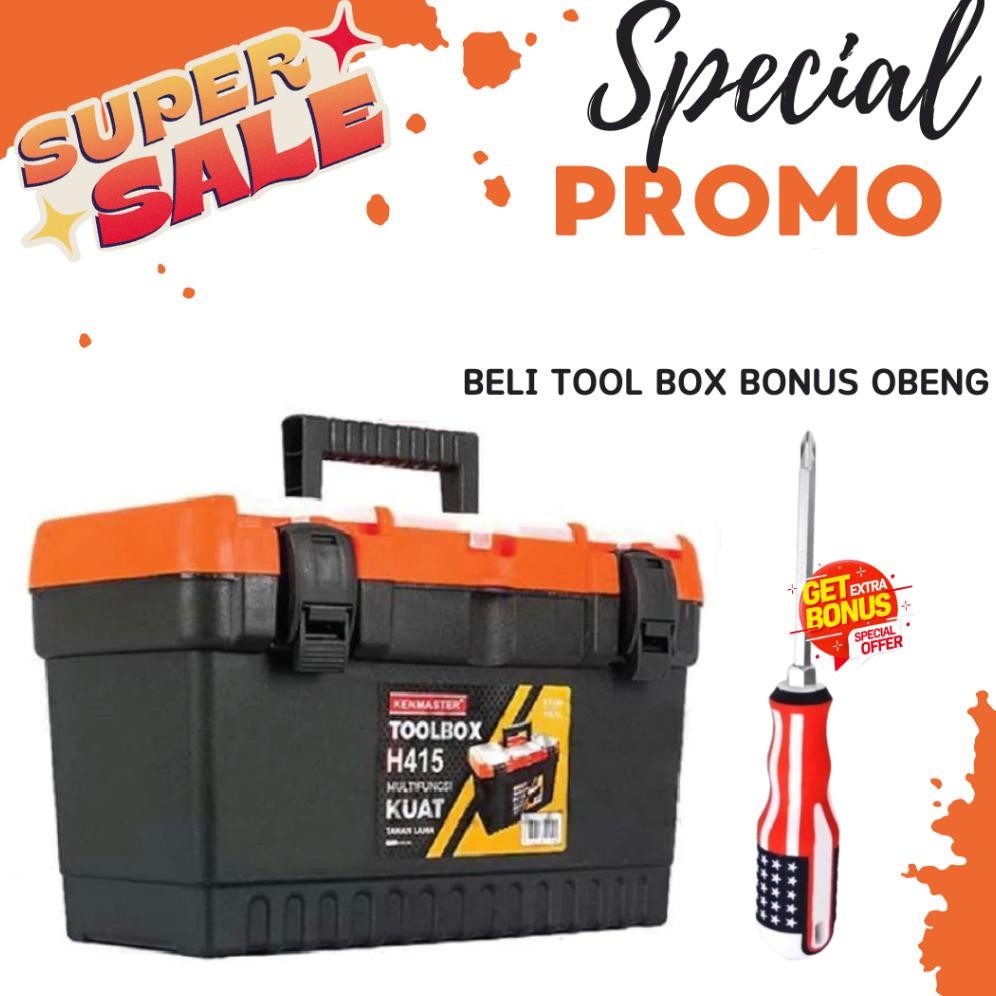 TERLARIS Kenmaster Tool Box H415 Besar Toolbox 16,5 Inch Toolkit Tempat Perkakas Kunci Bengkel Tool 