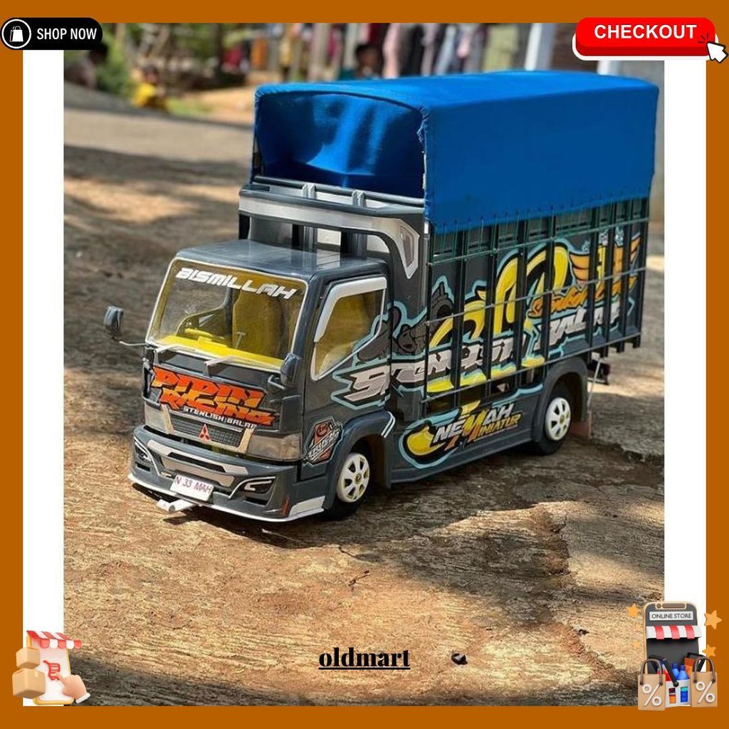 Promo Exclusif Mobil-Mobilan Miniatur Truk Oleng Roda Kayu Full Variasi Lampu Bonus Terpal Terlaris 