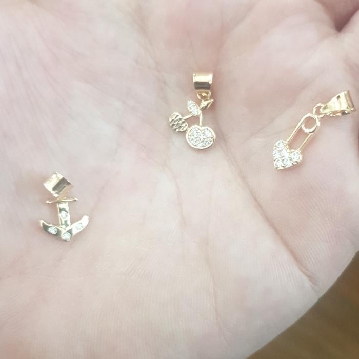 Liontin Bandul Kalung Kecil Jangkar Peniti Emas Asli 375 8K Muda Original Dan Terpercaya