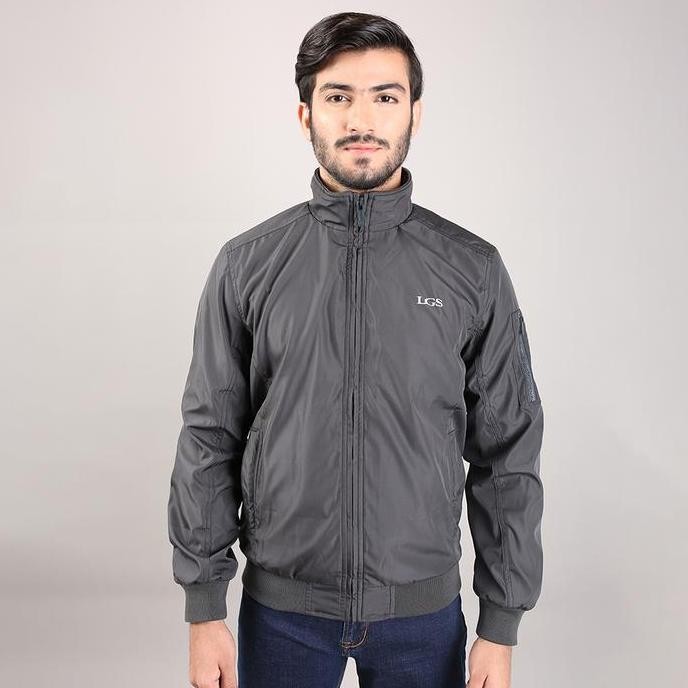 Sale Lgs Jaket Casual Parasut Pria Lengan Panjang Regular Fit Abu Abu Size