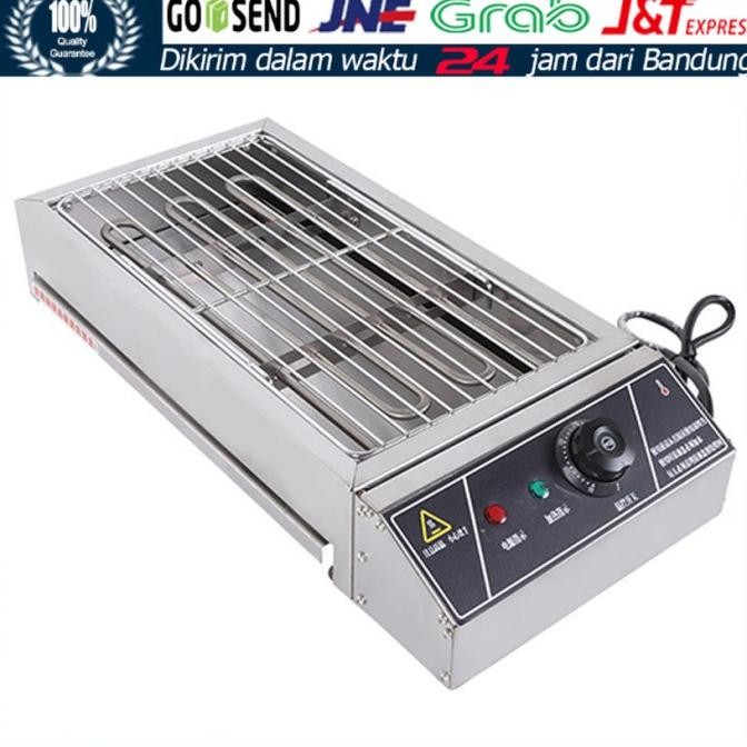 Panggangan BBQ Grill Listrik Besar Stainless Steel Kompor Alat Pemanggang Sate Daging Sosis Listrik 