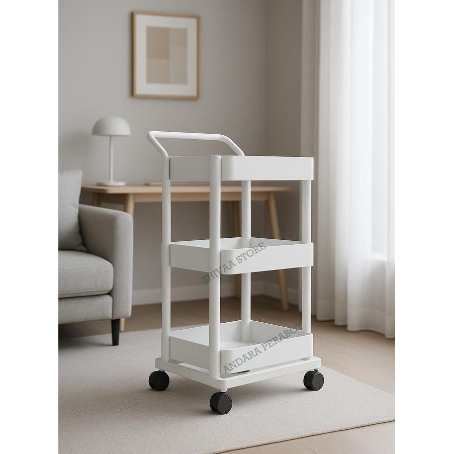 Rak Troli Roda 3 Susun Rak Kamar Tidur Rak Dorong Trolley Baju Bayi BS