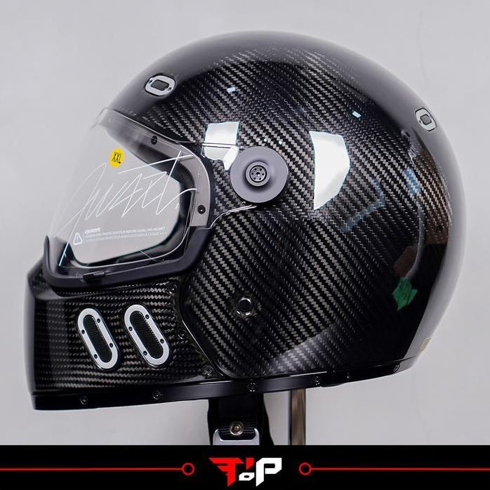Terlaris Qwart Phoenix Helmet Carbon Gloss Carbon Black Full/Half Face