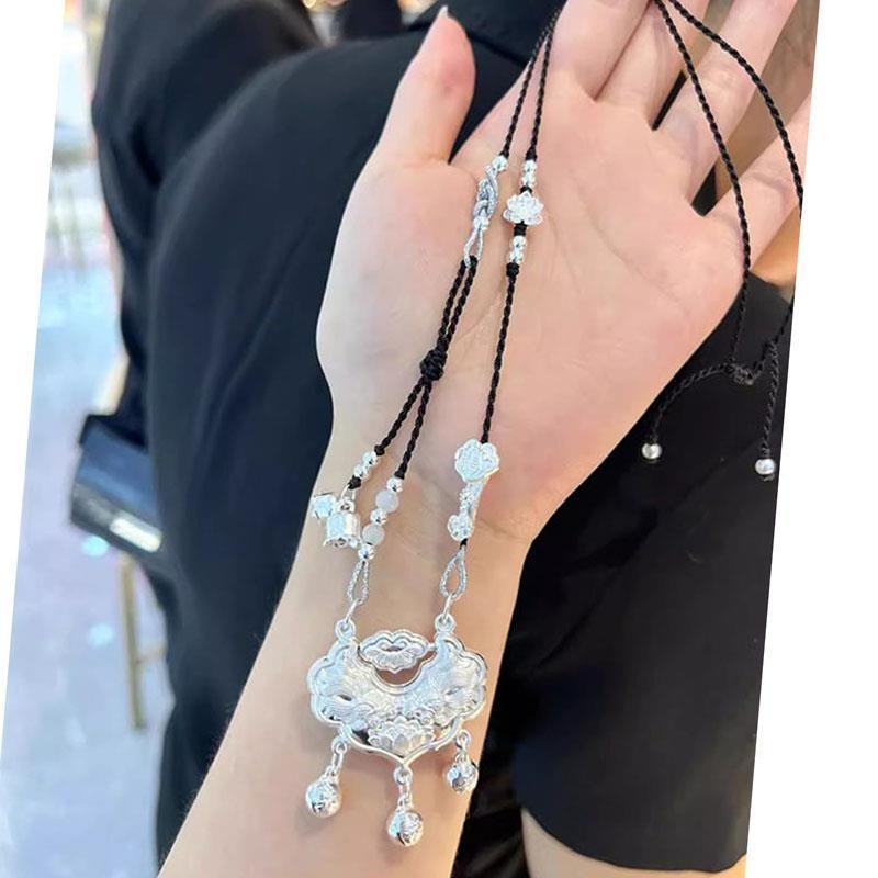 Gaya Nasional Perak Murni999Kunci Perak Lotus Ikan Koi Ganda Kunci Perak Murni Tas