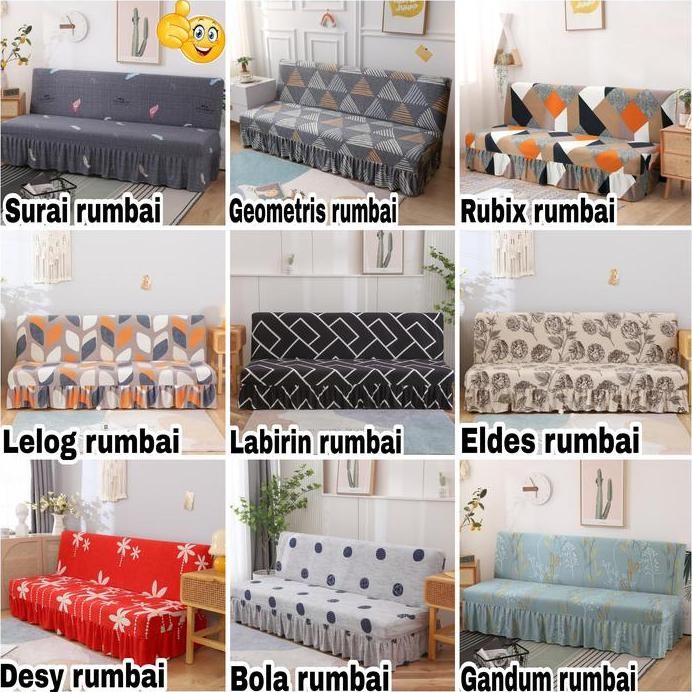 Terlaris Cover Sofa Bed Informa,Gotham,Ivaro Elastis Sarung Rumbai Penutup Sofa