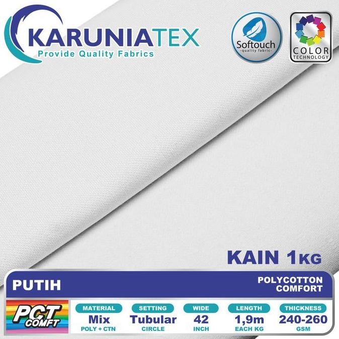 TERMURAH - Kain Polycotton Comfort | Putih | Karunia Textile
