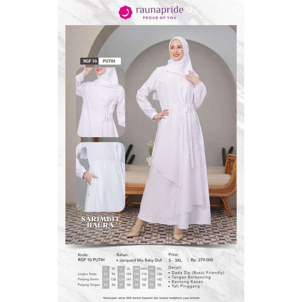 RAUNA SARIMBIT KELUARGA / SR-10 PUTIH / FASHION MUSLIM SARIMBIT HAURA