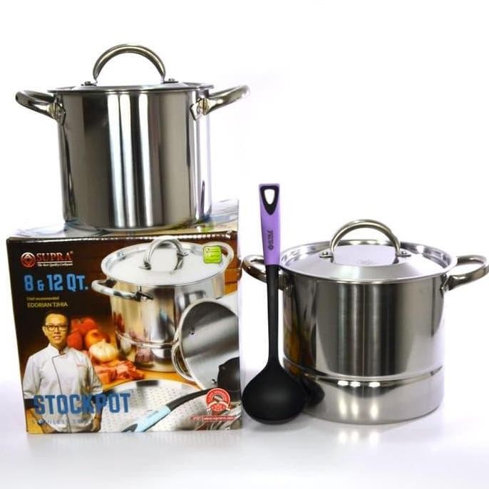 

Terlaris Supra Stainless Stockpot Set 2Pc Panci Stockpot Supra Stainles 8Qt 12Q