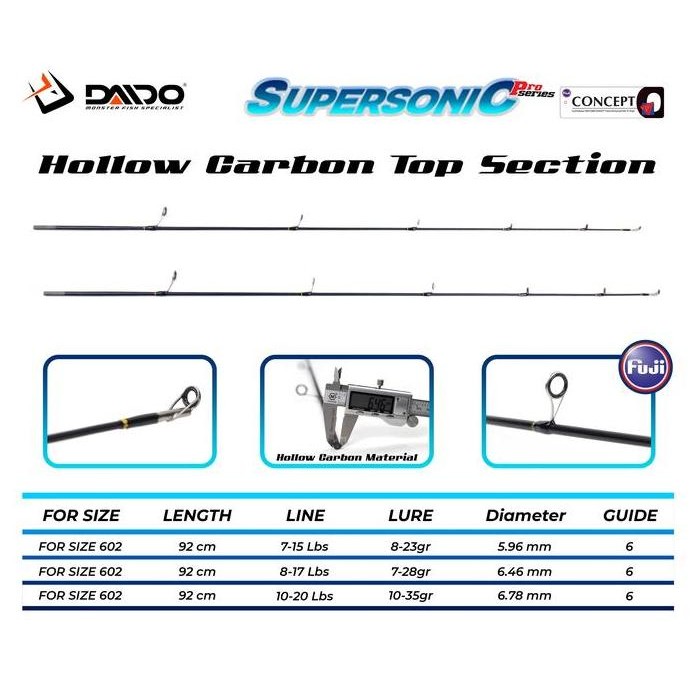 

Terlaris Ujung Joran / Top Section Supersonic Pro Carbon Hollow Fuji