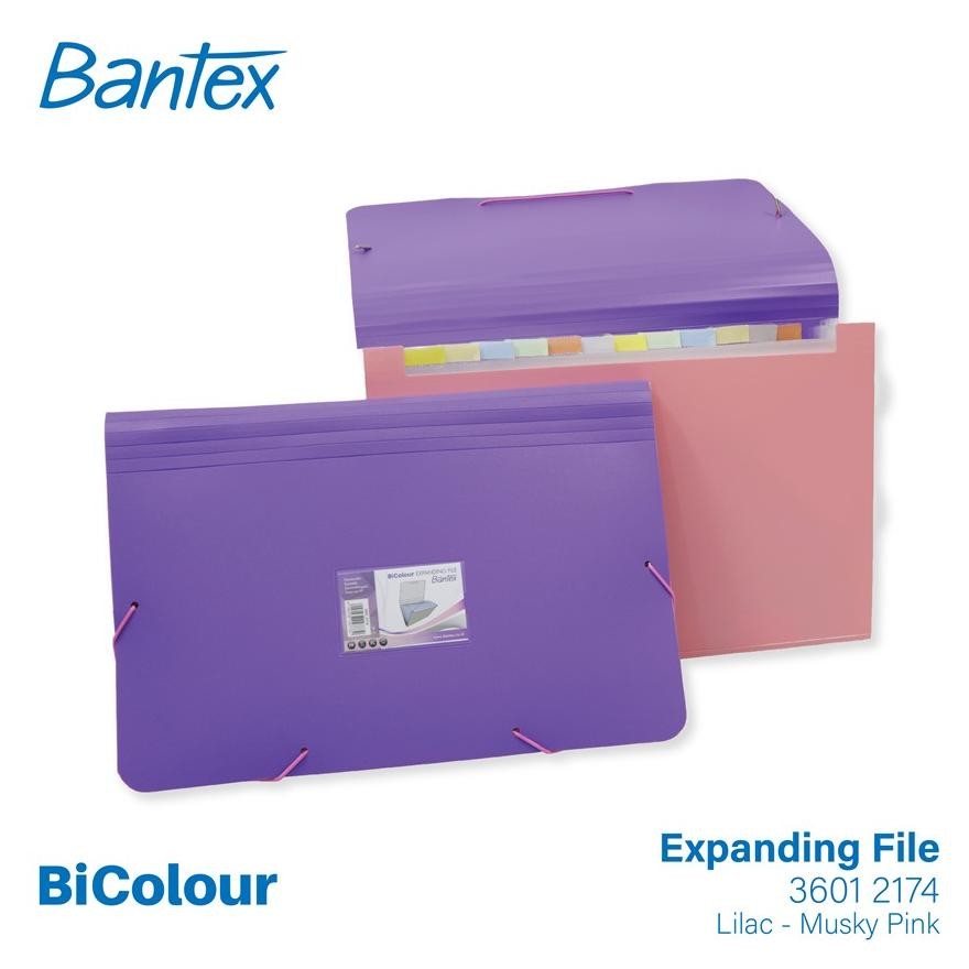 

LINDU Bantex BICOLOUR Expanding File Folio 12 Pocket Lilac Muskypink - 3601 2174