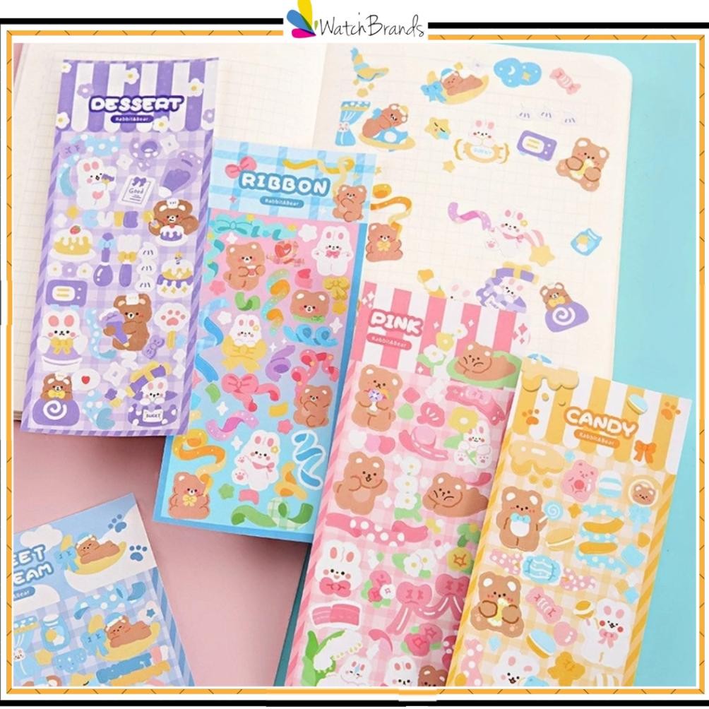 

''Terlaris" Wbs Sticker Waterproof Kartun Bear Rabbit Hologram Stiker Motif Kartun Beruang Dan Kelinci Korea Lucu Anti Air Dekorasi Handbook Scrapbook Diy Sticker Botol Minum Tumblr Viral Lucu Murah Cantik Ss283 Murah