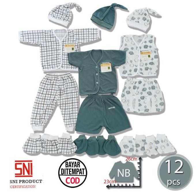 Tersedia ummababyshop 12Pcs Lengkap Baju Bayi Setelan Celana Pendek Panjang Buntung Stelan Newborn K