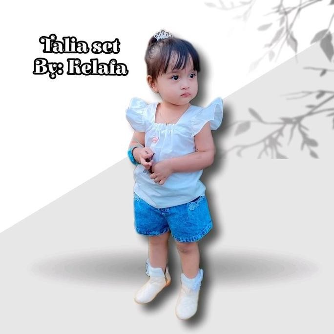 Tersedia Setelan hotpant Talia (Free bros random)// Setelan anak perempuan Talia Fashion Cantik Cela