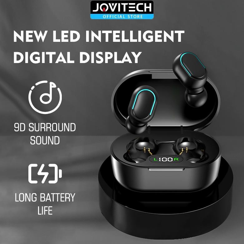 Jovitech TWS Earphone Bluetooth Wireless Earbuds Digital Click Button LED Display Waterproof - T10
