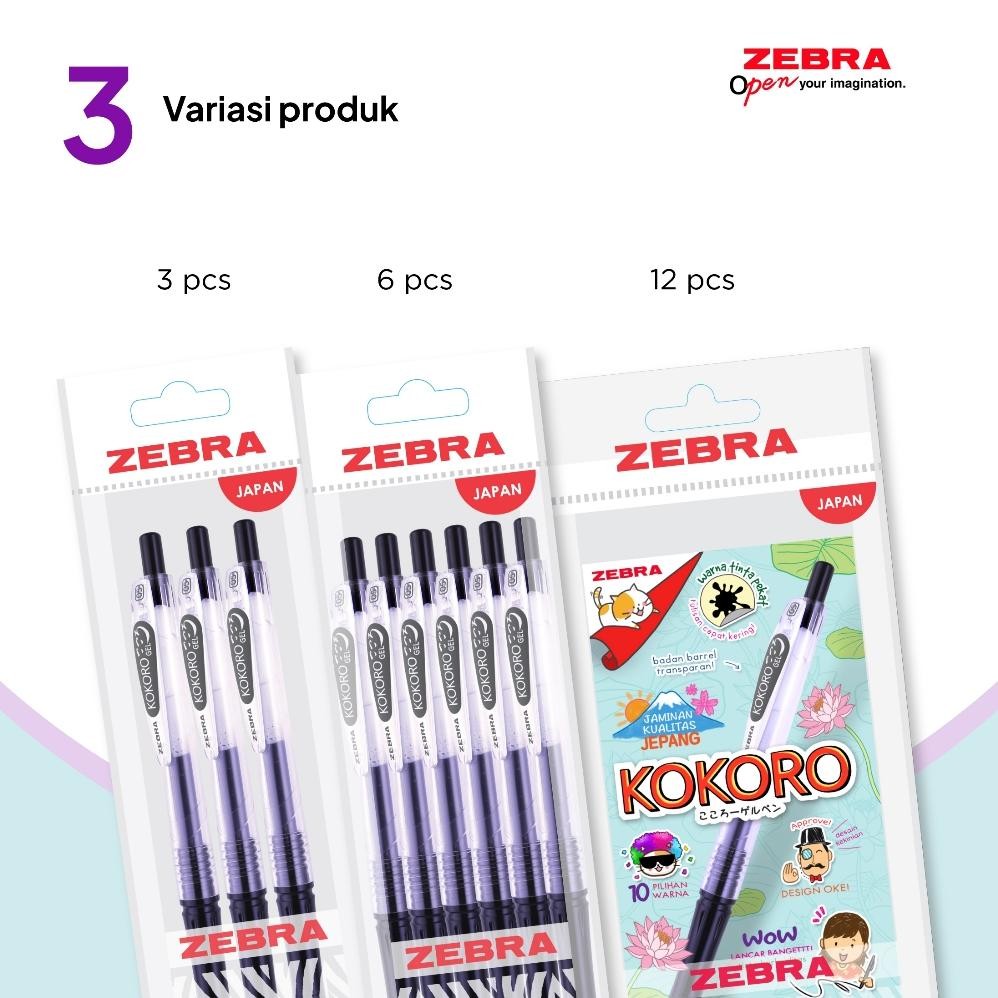 

Ze - Pulpen Gel Kokoro Warna Hitam Isi 6