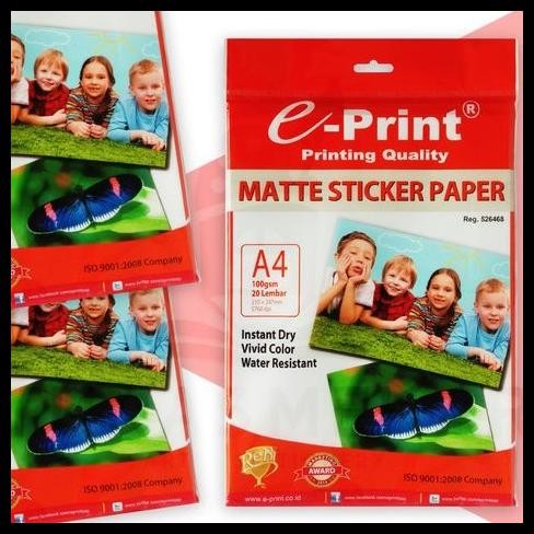 

Terlaris Kertas Foto Stiker E-Print Matte Sticker Photo Paper A4 100 G Good Quality