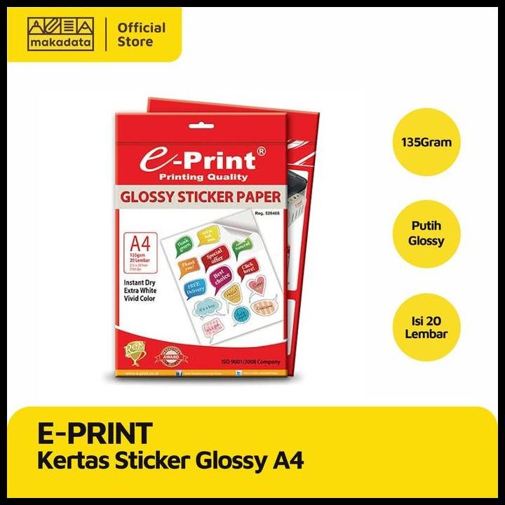 

Terlaris Paper | Kertas Sticker Glossy E-Print A4 135 Gram Murah Good Quality