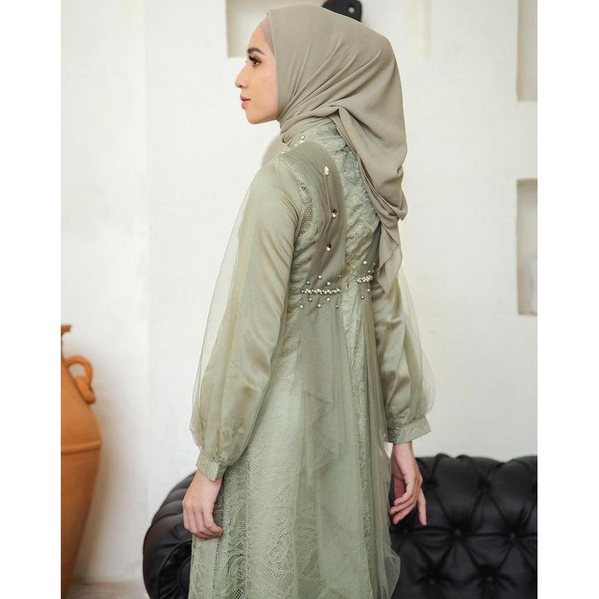 GAMIS NADINE FASHION MUSLIM WANITA FULL LACE BROKAT GAUN PESTA MEWAH KONDANGAN ELEGAN LEBARAN