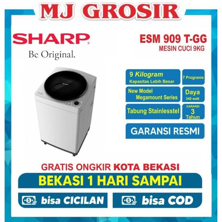 NEW MESIN CUCI SHARP ESM 909 TGG 9KG 1 TABUNG ESM909 TOP LOADING 9 KG