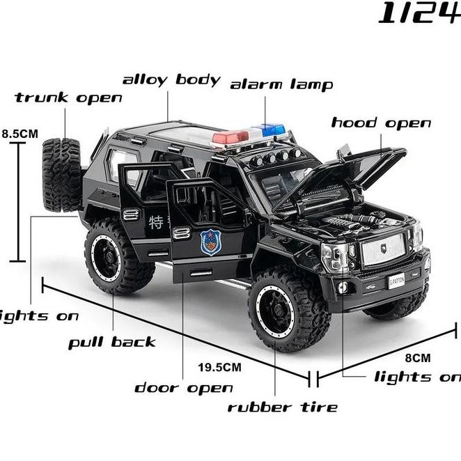 Diecast G-Patton Police Alloy Car Model Diecast 1:24 Scale  Sound Light Car