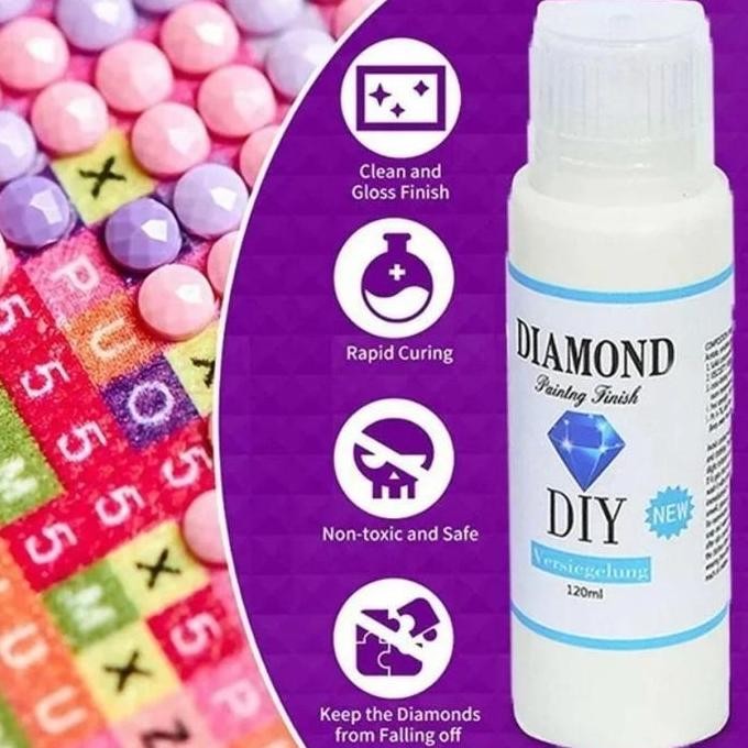 

ready !!! 120ml Lem Lukisan Diamond Painting Sealer Permanent Hold Shine Effect