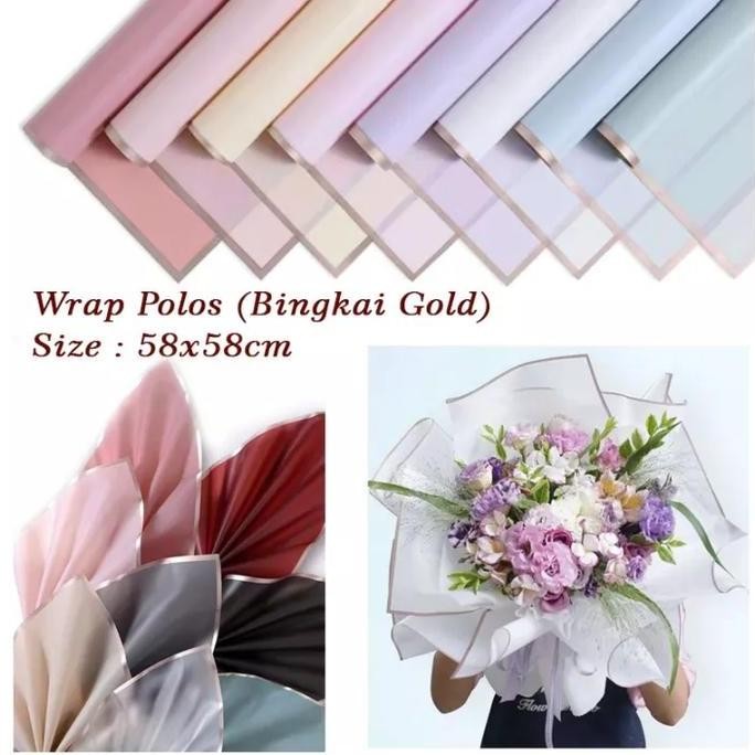 

(5 LEMBAR) KERTAS BUKET BUNGA GOLD LINE DAN POLOS FULL COLOR CELLOPHANE SINTETIS PLASTIK FLOWER MULTICOLOURED