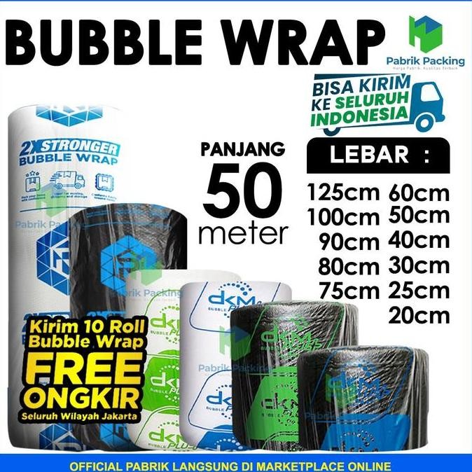 

ready PLASTIK BUBBLE WRAP DKM+ BERWARNA 125CM X 50M / BUBBLE WRAP 1 ROLL