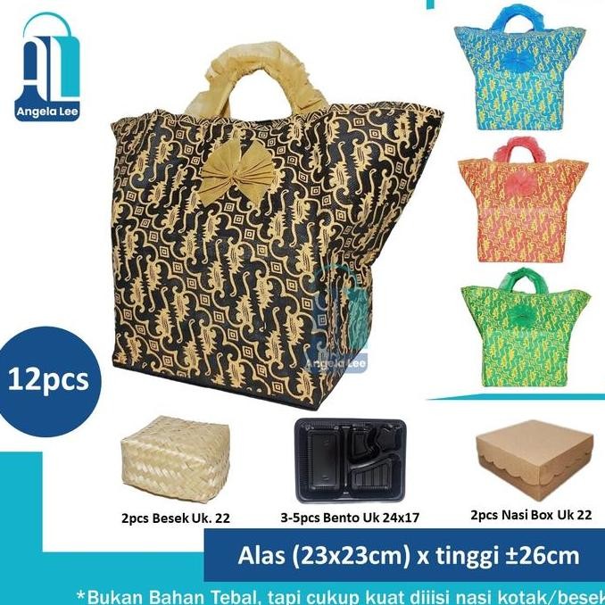 

ready 12pcs Tas Kain Spunbond Pita Eksklusif u 2dus 22x22 Hajatan Syukuran Parcel Goodie Bag