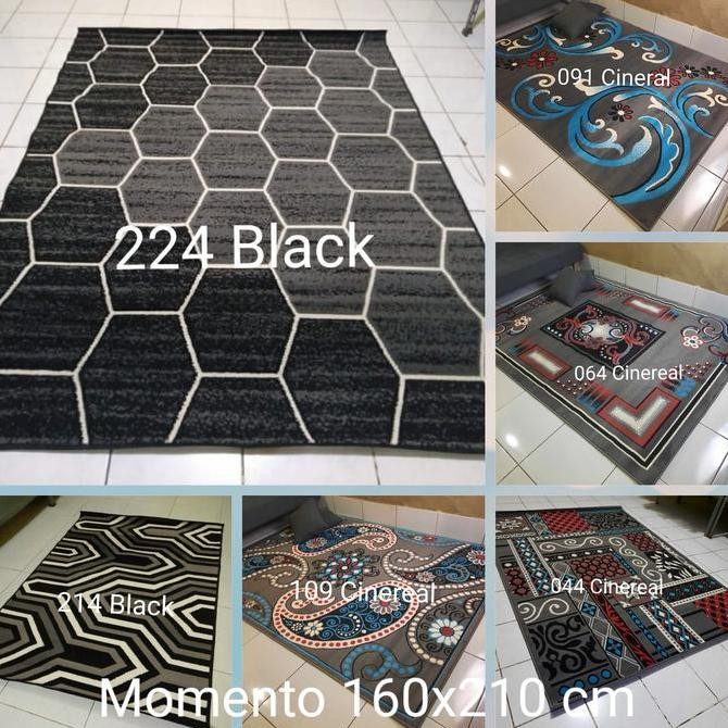 Karpet Permadani Abu-abu Hitam Putih Moderno 160x210 cm murah