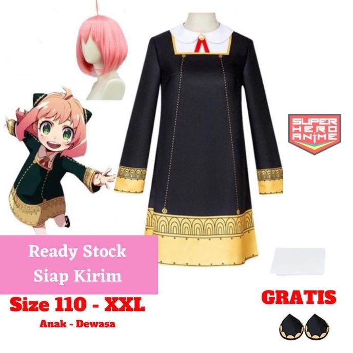 ''Terlaris" Kostum Anya Forger Spy X Family Anak Dewasa Cosplay Costume Anime Baju Perempuan Jepang 