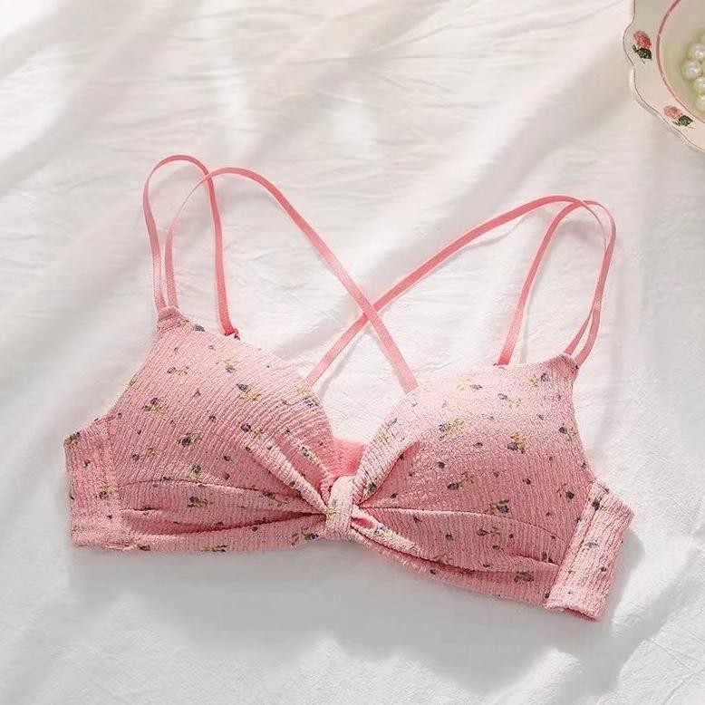 BH Seamless deep v cross women bra wanita bunga