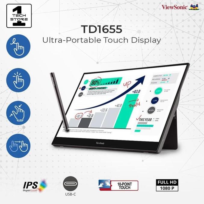 Premium Monitor Portable 16" ViewSonic TD1655 |Touch Screen|IPS|USB Type C