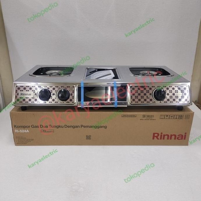 Kompor Gas 3 Tungku Pemanggang Rinnai Ri-524A Original