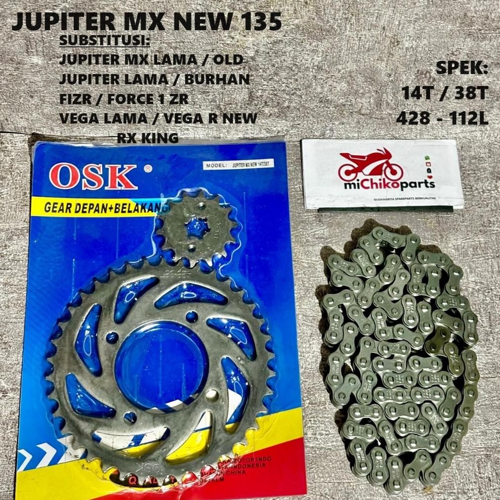 Qv21 Qw-7 Gjk-25 [Promo] Gear Gir Set Rantai Jupiter Mx New 135 Substitusi Mx Lama Old Rx K King Lam