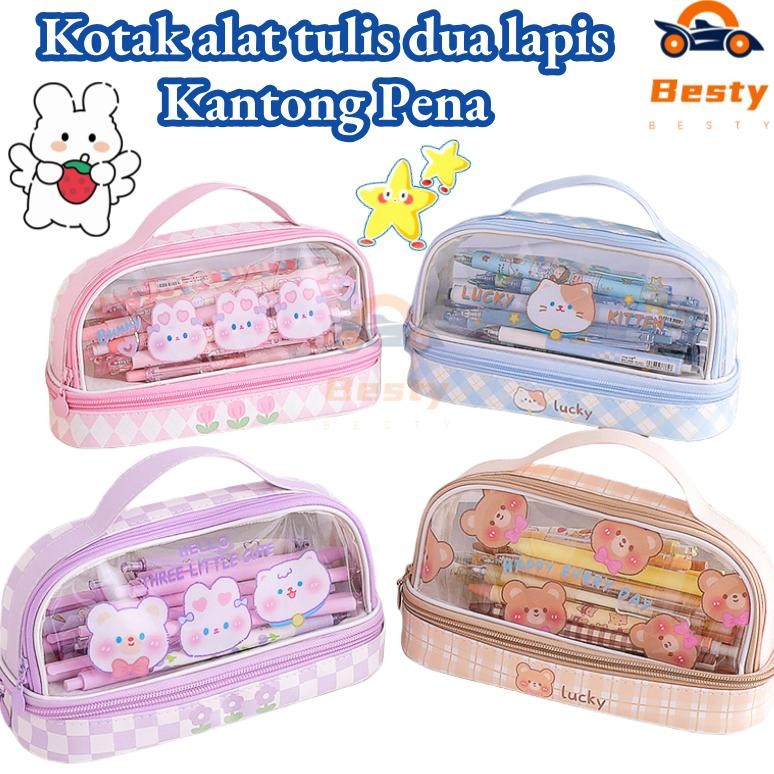 

TERMURAH BestyTas Pensil Dua Lapis Pencil Case Kapasitas Besar Tas Alat Tulis Kotak alat tulis dua lapis Siap kirim