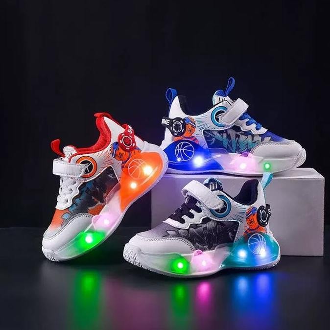 Tersedia IFans Sepatu Led Anak Laki Laki Sepatu Kasual Sepatu Anak Cowok Led Olahraga Sepatu Lampu A