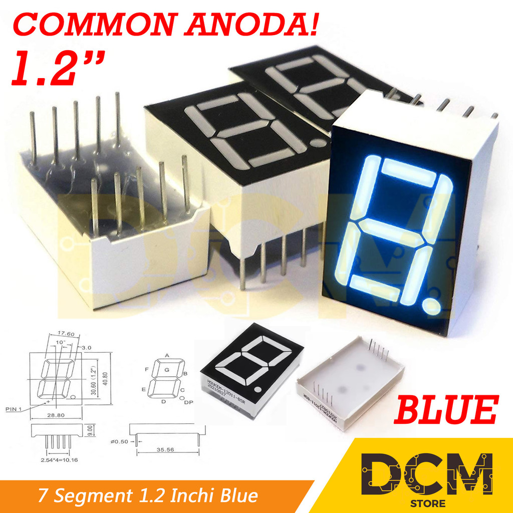 Display 7 Segment 1.2" Inch Common Anoda Blue / Biru 1.2 Inchi
