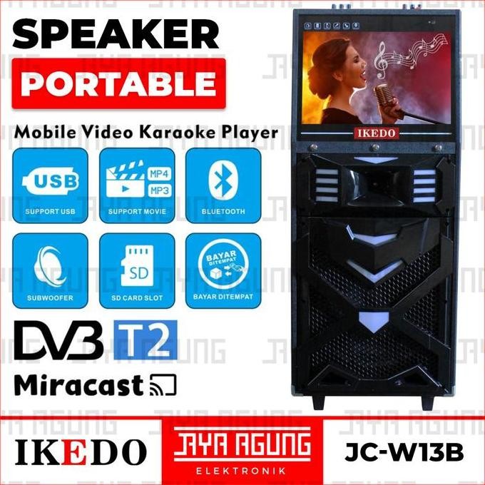 Speaker Karaoke Led Tv Wireless Portable Ikedo Jc W13B Video Player New Stok