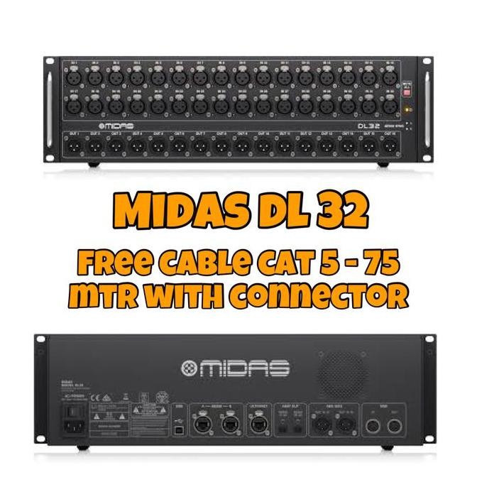Midas Dl 32 Stage Box Digital For X32 / M32 / Wing Family - Free Cable New Stok