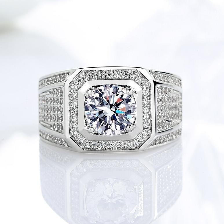 AsT Cincin Pria Cincin Moissanite Gra Ori Cincin Berwarna Perak Couple Fashion Tahan Karat Pudar Ada
