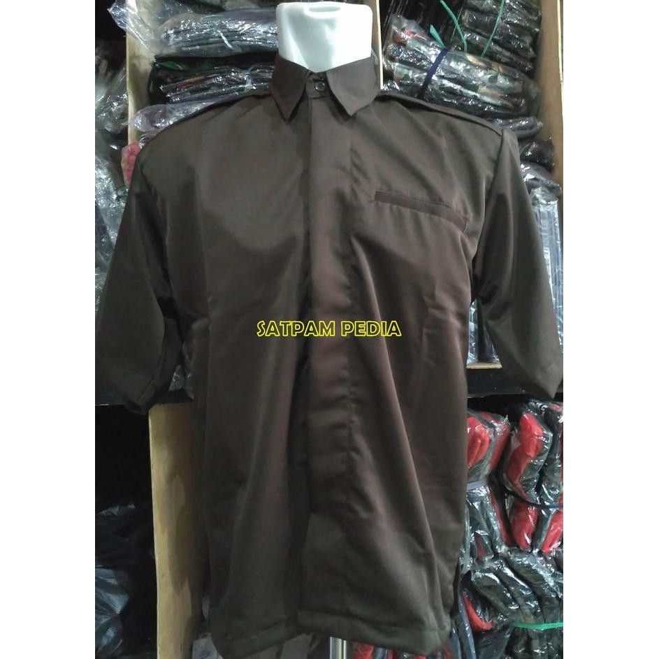 Tersedia Seragam Safari Satpam Coklat Kancing Dalam - Safari Satpam