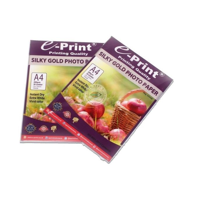 

Paper - Eprint - Silky Gold Paper Premium A4 260 Gsm 20 Sheet Terbaru
