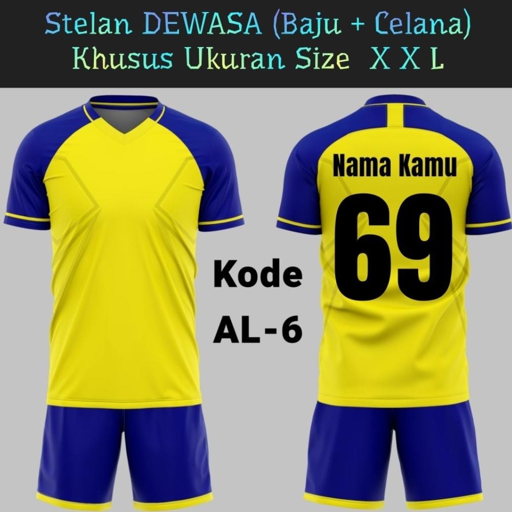 (Terbaru) Baju Bola Dewasa XXL | Jersey Futsal XXL | Baju Bola Pria XXL | Setelan Sepakbola Badminto
