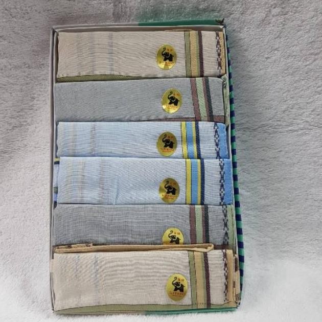 1 dus Saputangan pria warna tua , muda merk Elephant ( isi 6) AST