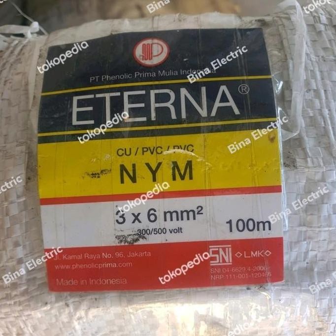 Kabel Listrik NYM 3x6 3 x 6 3x6mm 3 x 6 mm Eterna Meteran Eceran